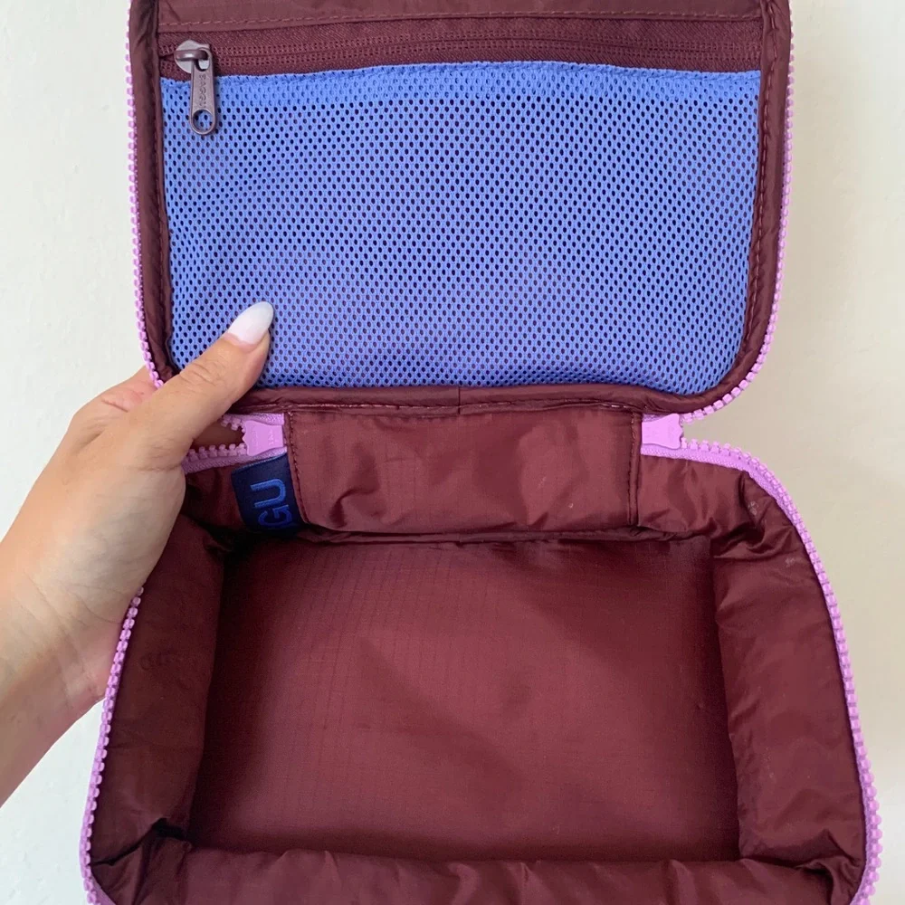 BAGGU Purple Floral Cosmetic Bag with Orange & Green Accents - Picture 5 of 6